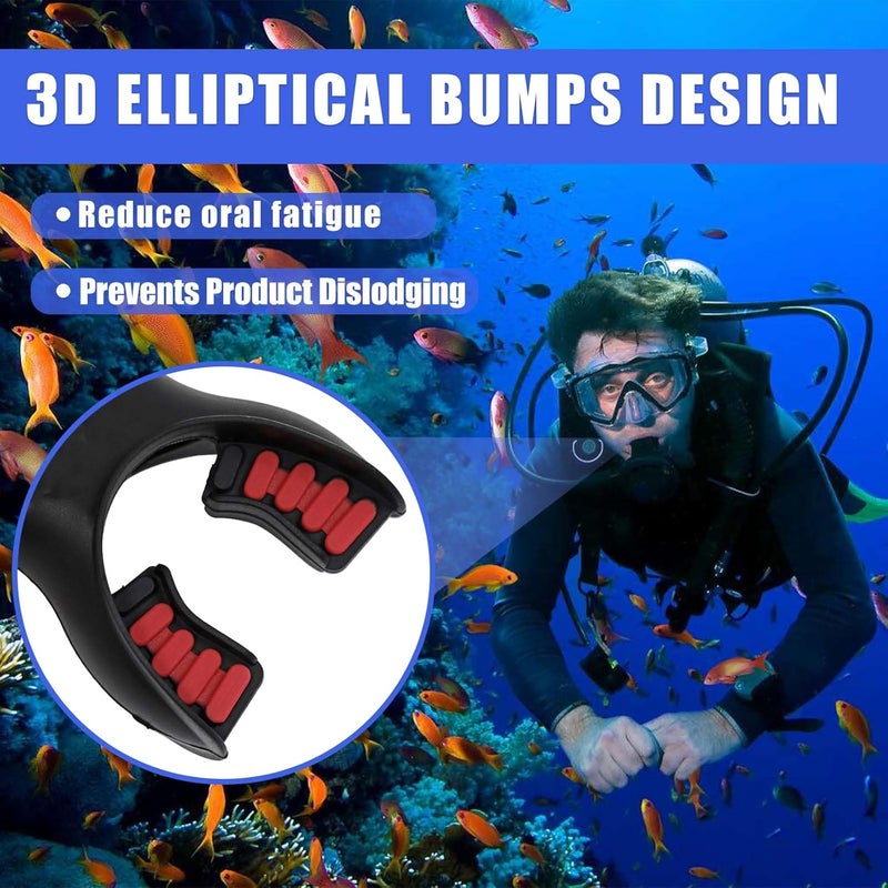JUSTOOP Store Scuba Diving Mouthpiece, Silicone Snorkel Mouthpiece Regulator Replacement with Regulator Tie Fits Most Standard Regulators Scuba Diving Accessories, Orange/Black/Yellow/Green - Image 2